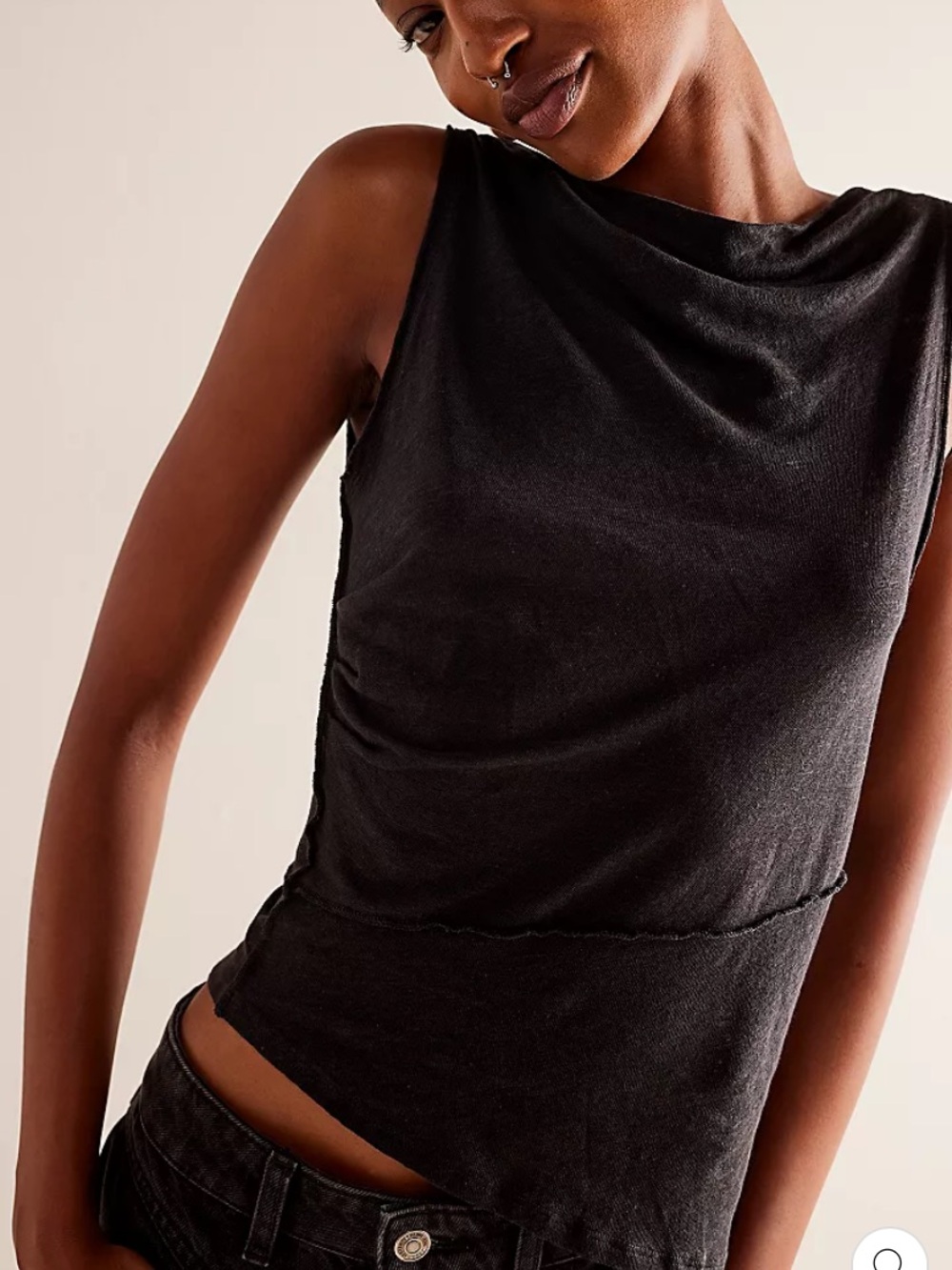 FREE PEOPLE FALL FOR ME TEE -BLACK S